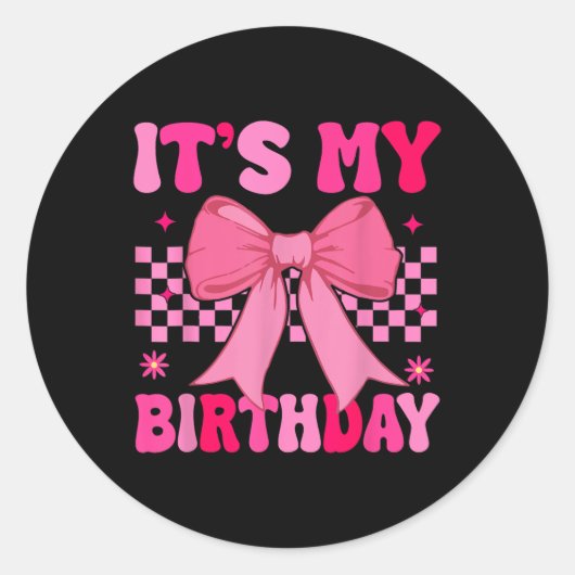 Sticker Rond Anniversaire fille rose coquette esthétique garçon (Devant)