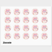 Sticker Rond Anniversaire Fille Rose Rétro (Feuille)