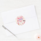 Sticker Rond Anniversaire Fille Rose Rétro (Enveloppe)