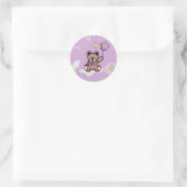 Sticker Rond Anniversaire Fille Teddy Ours (Sac)