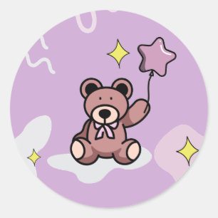 Sticker Rond Anniversaire Fille Teddy Ours