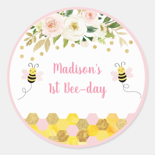 Sticker Rond Anniversaire floral d'Abee Rose (Devant)