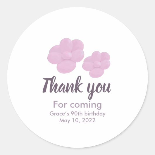 Sticker Rond Anniversaire floral rose (Devant)