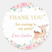 Sticker Rond Anniversaire floral rose cerf (Devant)