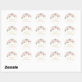 Sticker Rond Anniversaire Floral Rose Or (Feuille)