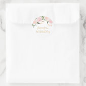 Sticker Rond Anniversaire Floral Rose Or (Sac)