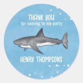 Sticker Rond Anniversaire Fun Whimsical Sharks mignon Merci (Devant)