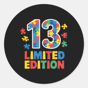 Sticker Rond Anniversaire Garçon Fille 13 ans Sensibilisation s