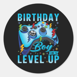 Sticker Rond Anniversaire Garçon Temps De Niveau Up Video Jeu A