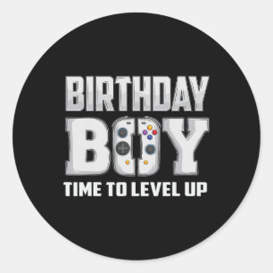 Sticker Rond Anniversaire Garçon Temps De Niveau Up Video Jeu A