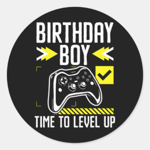 Sticker Rond Anniversaire Garçon Temps De Niveau Up Vidéo Jeu C