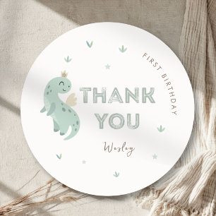 Sticker Rond Anniversaire Garçons Enfants Dinosaure Vert