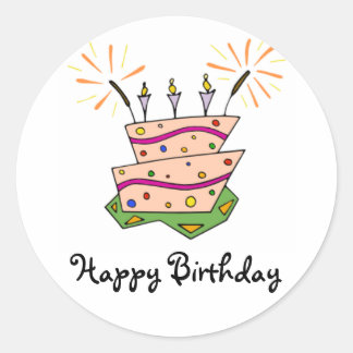 Sticker Rond Anniversaire Gâteau Fun