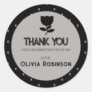 Sticker Rond Anniversaire gothique noir et blanc