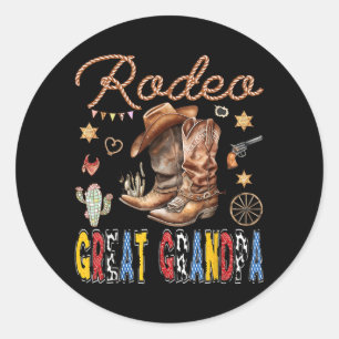 Sticker Rond Anniversaire Grand-Père Rodeo Cowboy Occidental