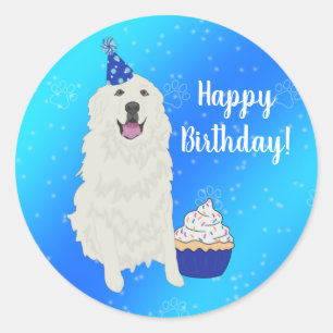 Sticker Rond Anniversaire Grand Pyrénées Mountain Dog Classic R