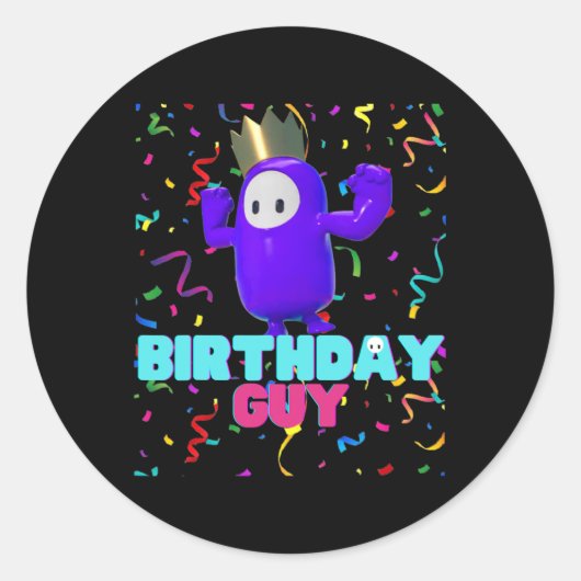 Sticker Rond Anniversaire Guy Fun Populaire Vidéo Jeu Thème Ann (Devant)