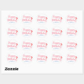 Sticker Rond anniversaire heureux customisé (Feuille)