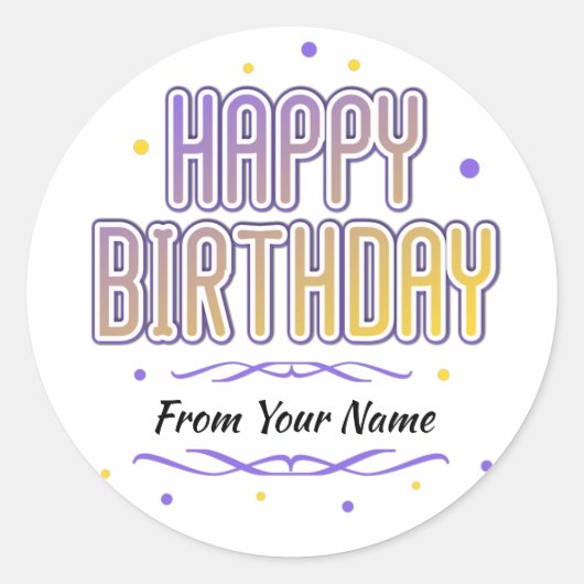 Sticker Rond anniversaire heureux personnalisable (Devant)