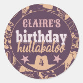 Sticker Rond "Anniversaire Hullabaloo" Western Cowboy Party (Devant)