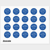 Sticker Rond Anniversaire Joyeux Anniversaire Bleu tag cadeau (Feuille)