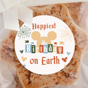 Sticker Rond Anniversaire le plus heureux sur Terre Anniversair