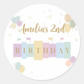 Sticker Rond Anniversaire le plus heureux sur Terre Anniversair (Devant)