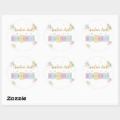 Sticker Rond Anniversaire le plus heureux sur Terre Anniversair (Feuille)