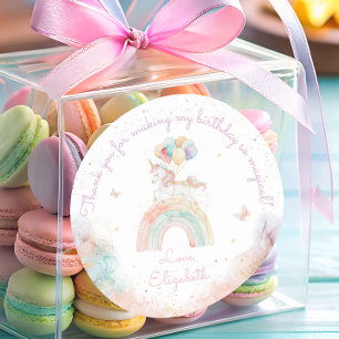 Sticker Rond Anniversaire Licorne Arc-en-ciel Mignon