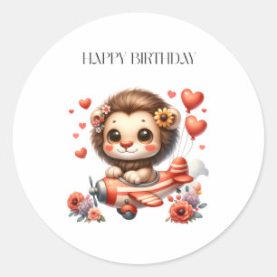 Sticker Rond Anniversaire Lion Pilote