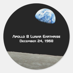 Sticker Rond Anniversaire lunaire d'Apollo 8 Earthrise