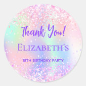 Sticker Rond Anniversaire Merci rose violet (Devant)