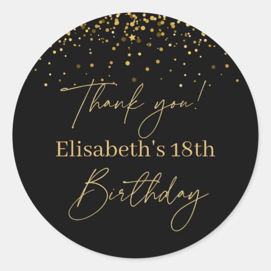 Sticker Rond Anniversaire Moderne Or & Noir (Devant)