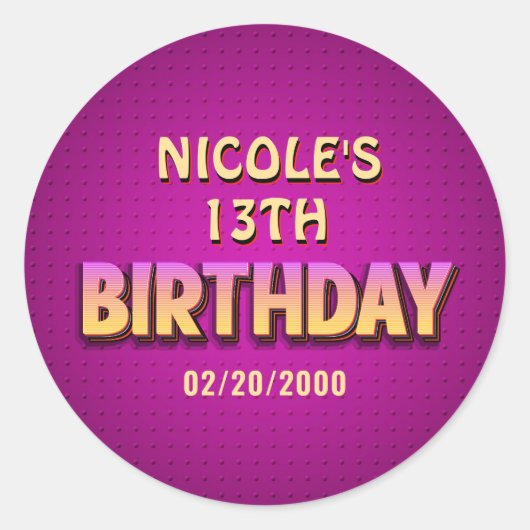 Sticker Rond Anniversaire Neon (Devant)