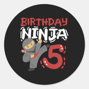 Sticker Rond Anniversaire Ninja 5 ans Karate Enfants 5e anniver