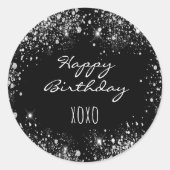 Sticker Rond Anniversaire noir argent parties scintillant pouss (Devant)