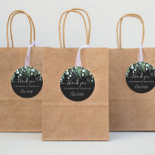 Sticker Rond Anniversaire noir eucalyptus verdure merci