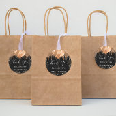 Sticker Rond Anniversaire noir or parties scintillant nom merci