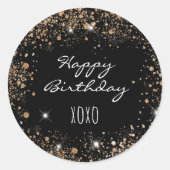 Sticker Rond Anniversaire noir or parties scintillant poussière (Devant)