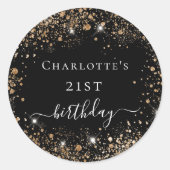 Sticker Rond Anniversaire noir or parties scintillant poussière (Devant)