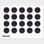 Sticker Rond Anniversaire noir pourpre parties scintillant nom  (Feuille)