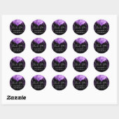 Sticker Rond Anniversaire noir violet nom de la parties scintil (Feuille)
