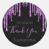 Sticker Rond Anniversaire noir violet parties scintillant pétil (Devant)