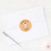Sticker Rond Anniversaire Orange Chat Merci (Enveloppe)