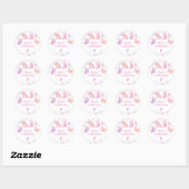Sticker Rond Anniversaire Papillon Rose Violet  (Feuille)