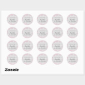 Sticker Rond Anniversaire parties scintillant rose argent nom d (Feuille)