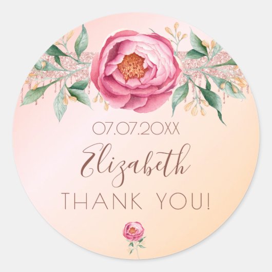 Sticker Rond Anniversaire parties scintillant rose rose rousse  (Devant)