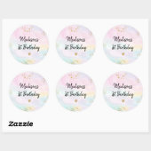 Sticker Rond Anniversaire Pastel Rainbow Pink Gold (Feuille)