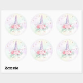 Sticker rond Anniversaire Pastel Rainbow Unicorn (Feuille)