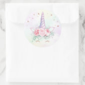 Sticker rond Anniversaire Pastel Rainbow Unicorn (Sac)